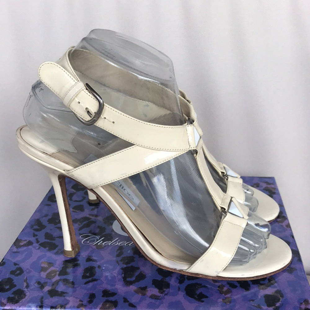 Auth Jimmy Choo patent leather heels sandals 6.5